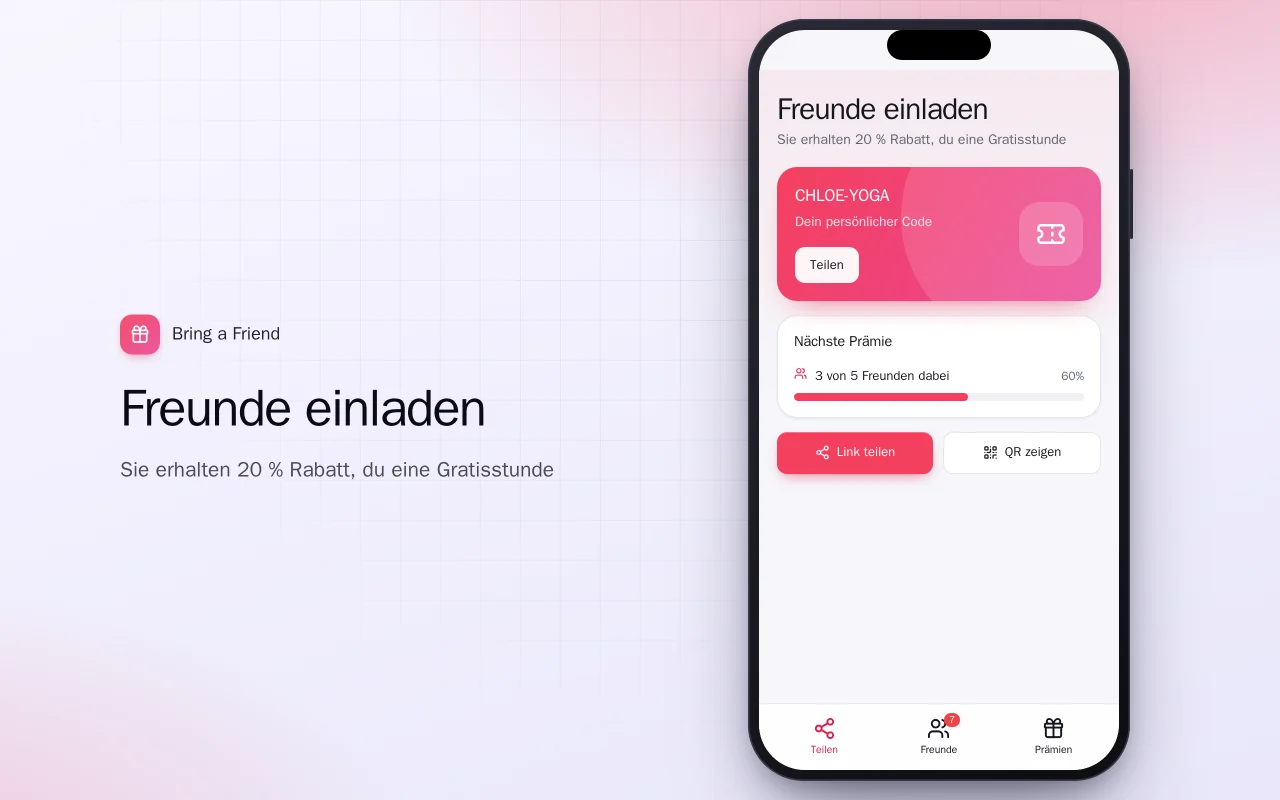 Empfehlungsprämien: der Bildschirm „Freunde einladen“