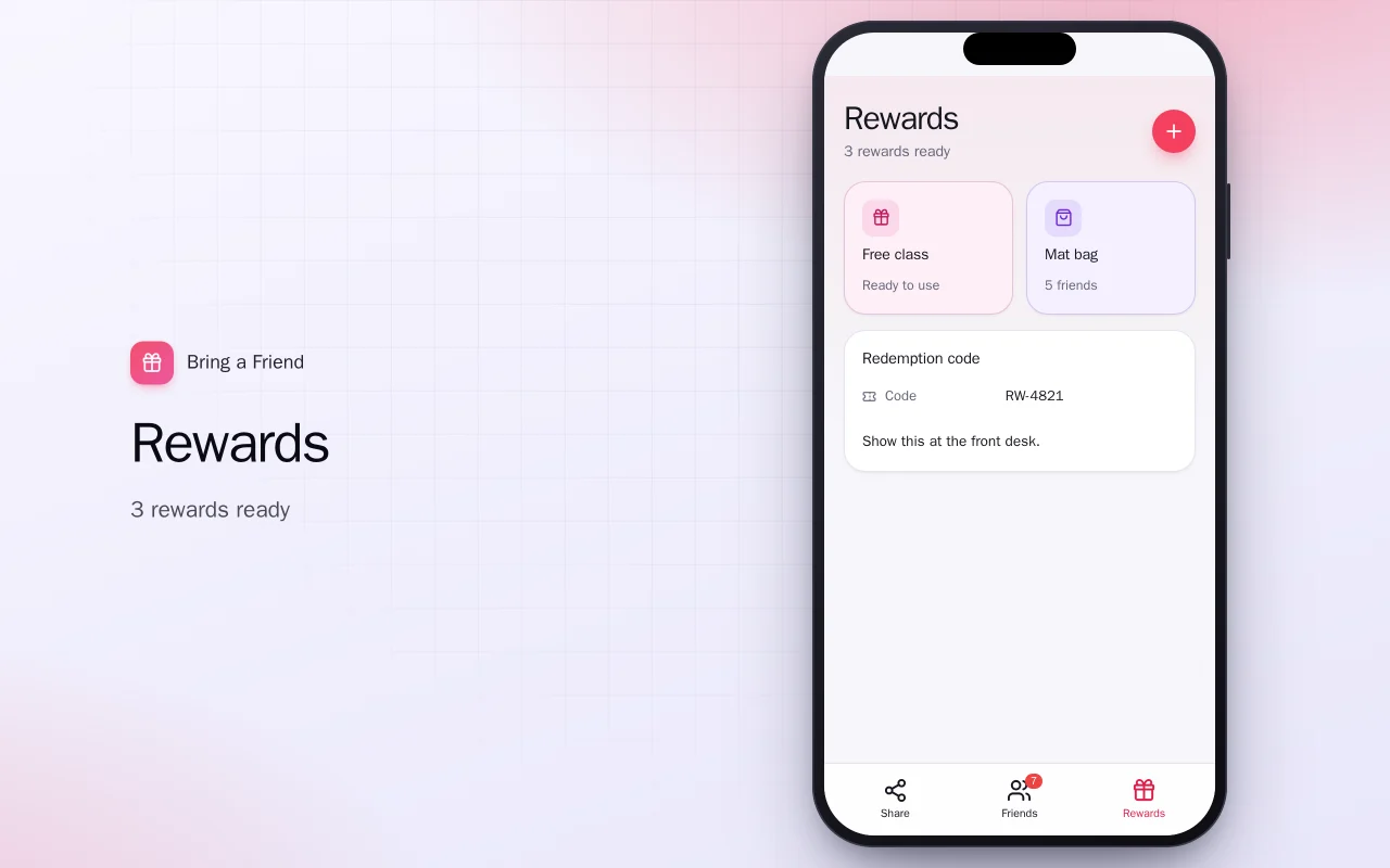 Referral rewards: the Rewards screen