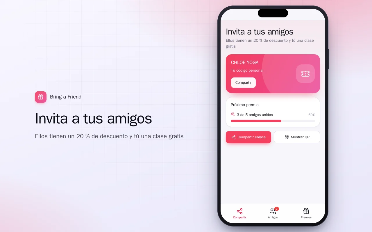 Recompensas por referidos: la pantalla Invita a tus amigos