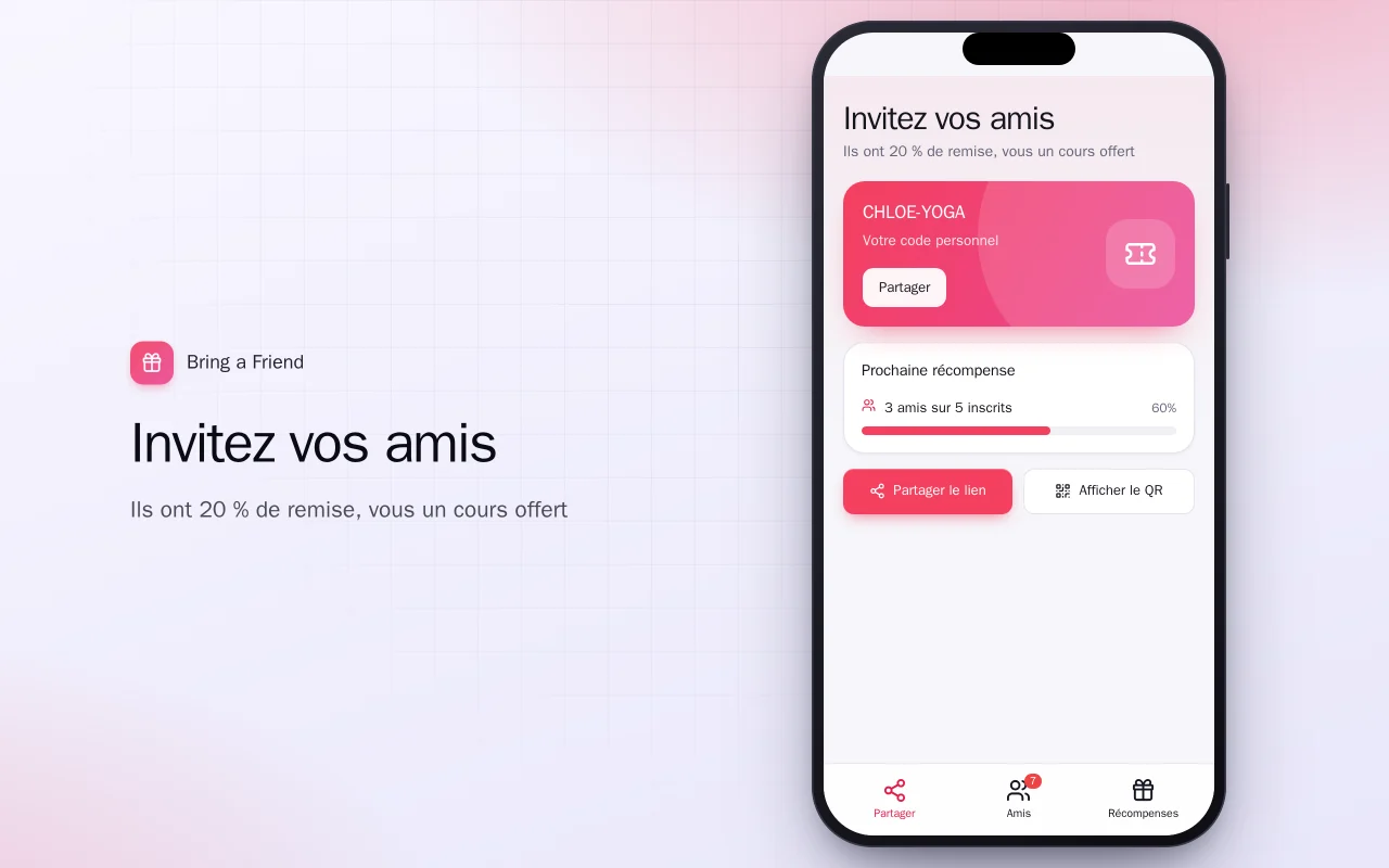 Récompenses de parrainage : l’écran Invitez vos amis