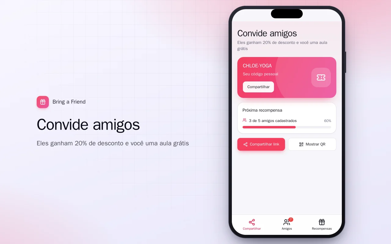 Recompensas por indicação: a tela Convide amigos