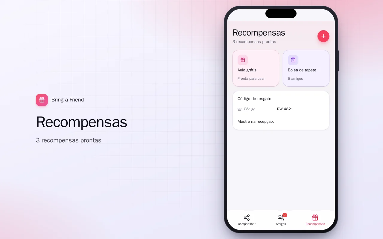 Recompensas por indicação: a tela Recompensas