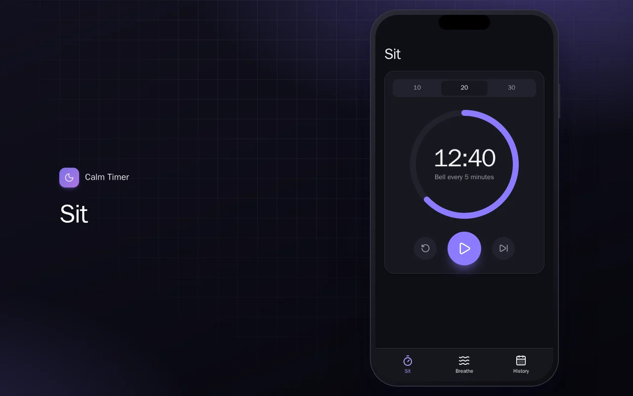 Calm Timer (Flutter): the Sit screen