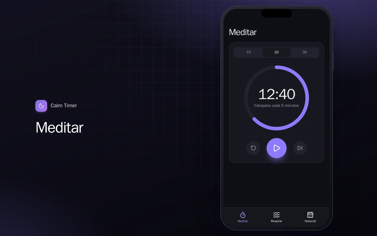 Calm Timer (Flutter): la pantalla Meditar