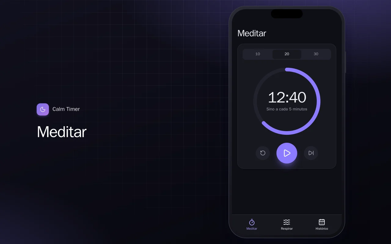 Calm Timer (Flutter): a tela Meditar