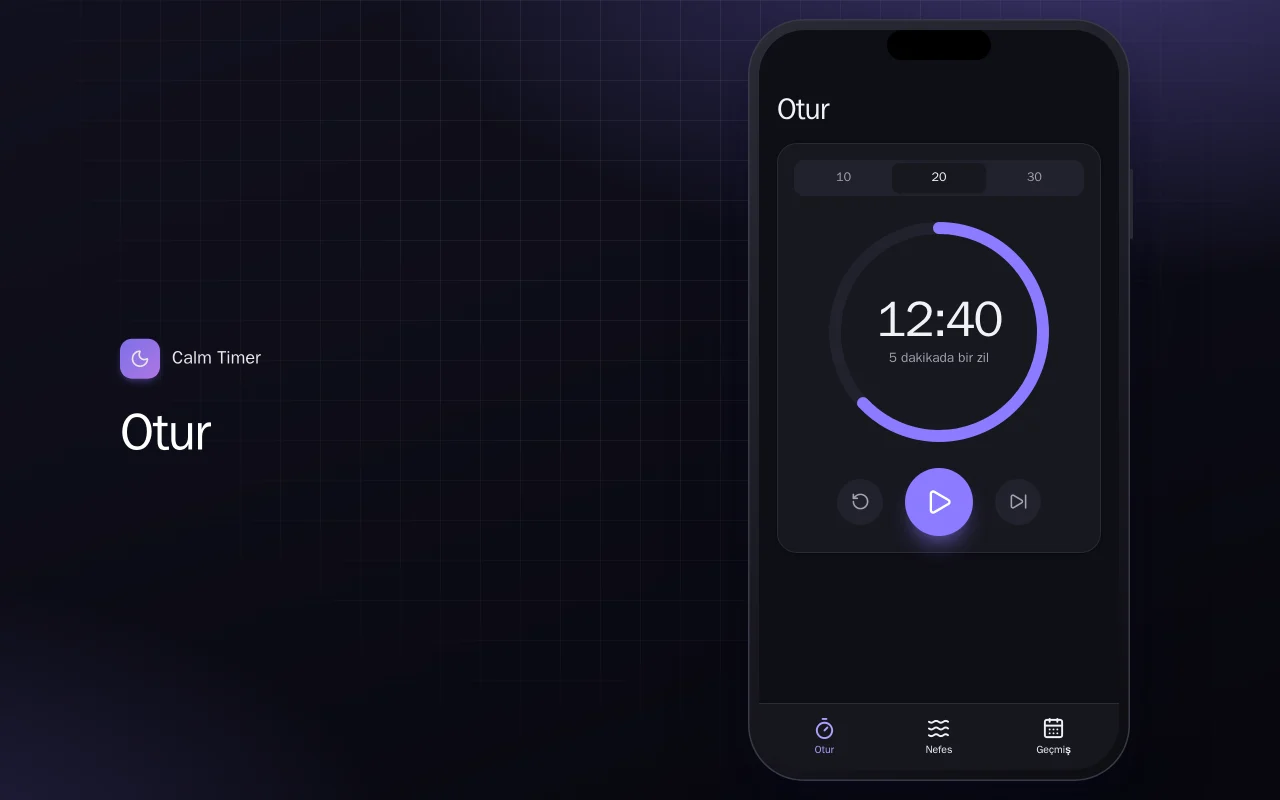 Sakin Zamanlayıcı (Flutter): Otur ekranı