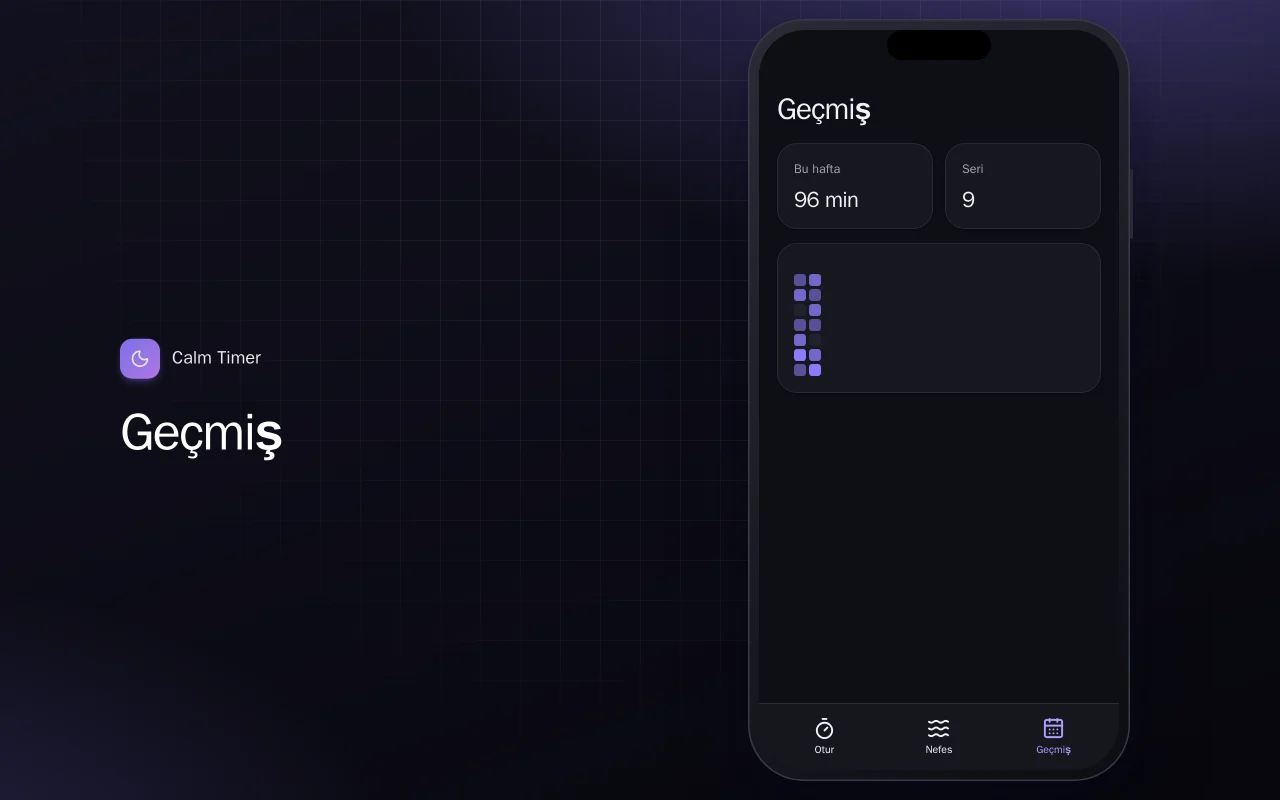Sakin Zamanlayıcı (Flutter): Geçmiş ekranı