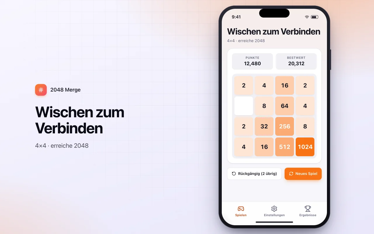 Zahlen-Merge-Puzzle: der Bildschirm „Wischen zum Verbinden“