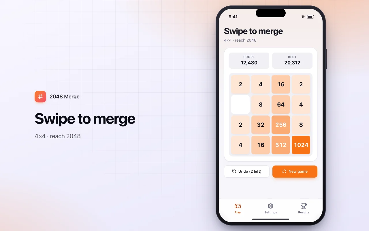 Number merge puzzle: the Swipe to merge screen