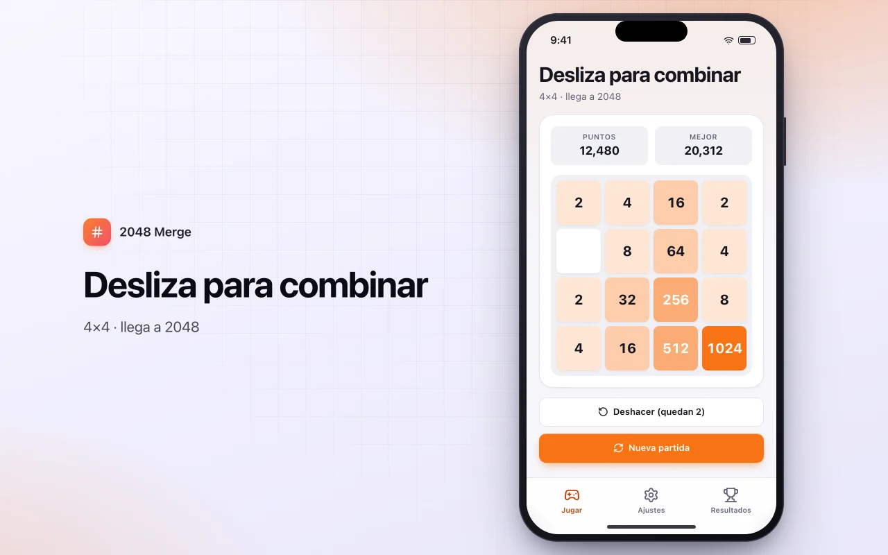Puzle de fusión de números: la pantalla Desliza para combinar