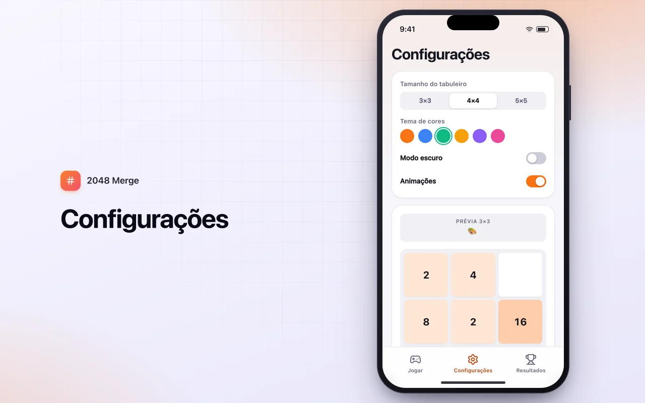 Quebra-cabeça de somar números: a tela Configurações