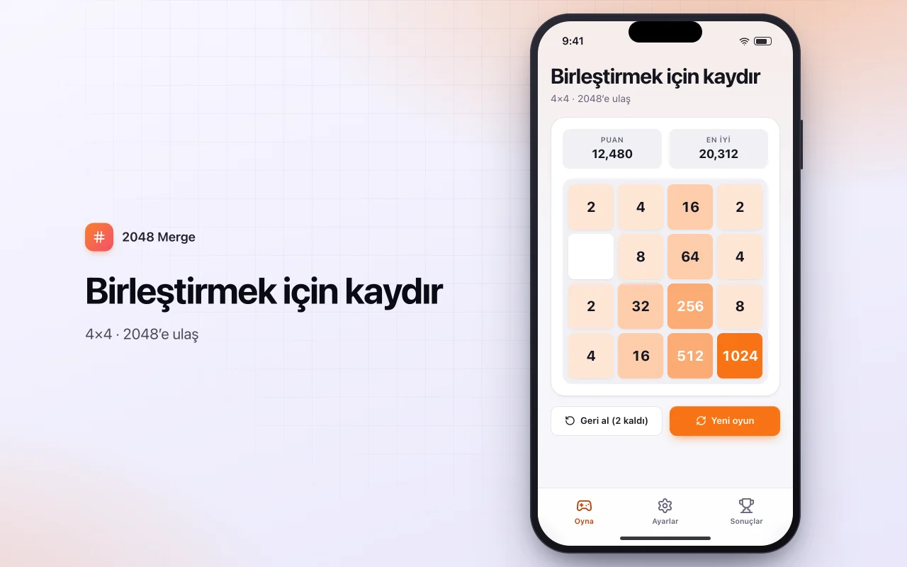 Sayı birleştirme bulmacası: Birleştirmek için kaydır ekranı