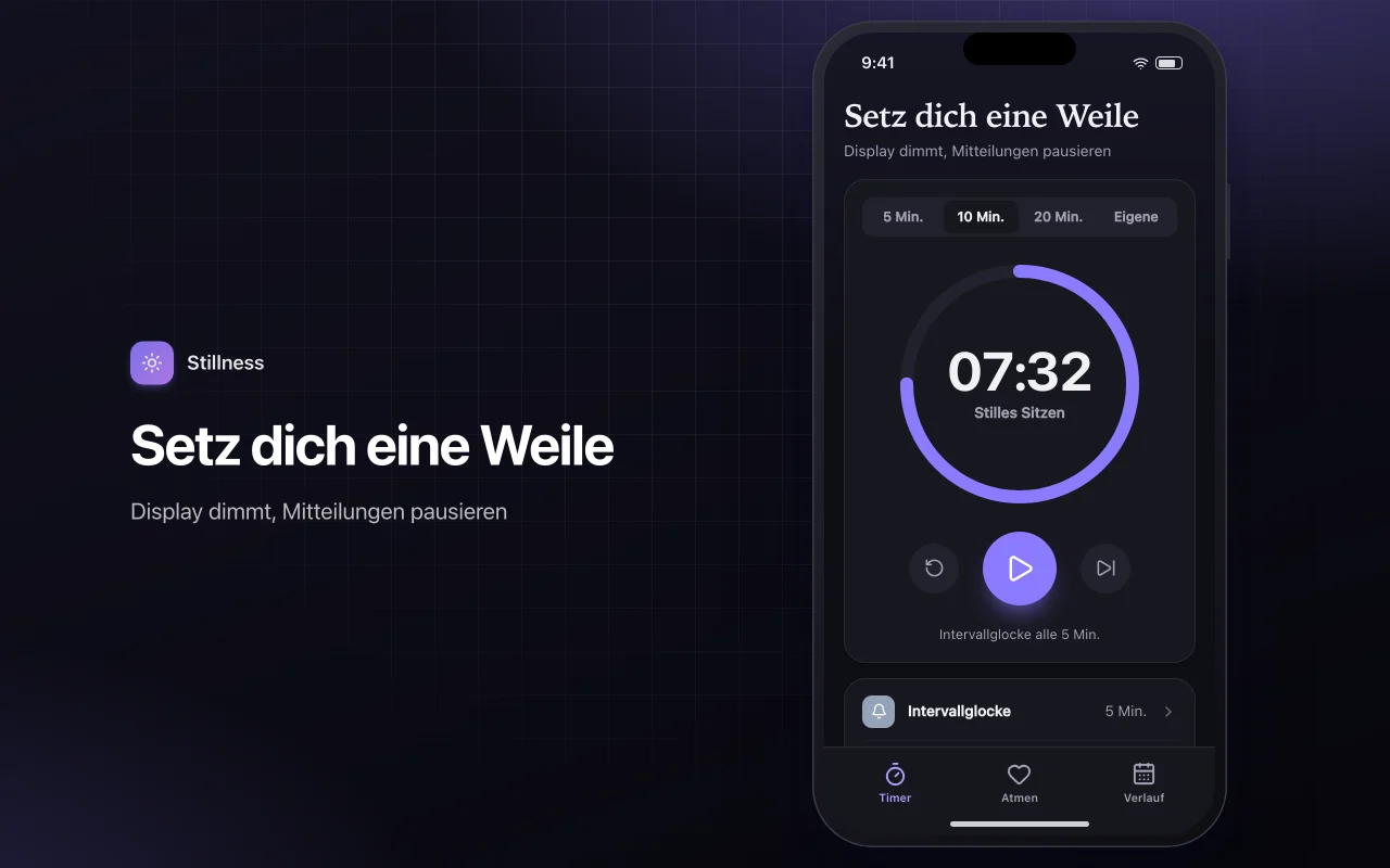 Meditations- und Atem-Timer: der Bildschirm „Setz dich eine Weile“