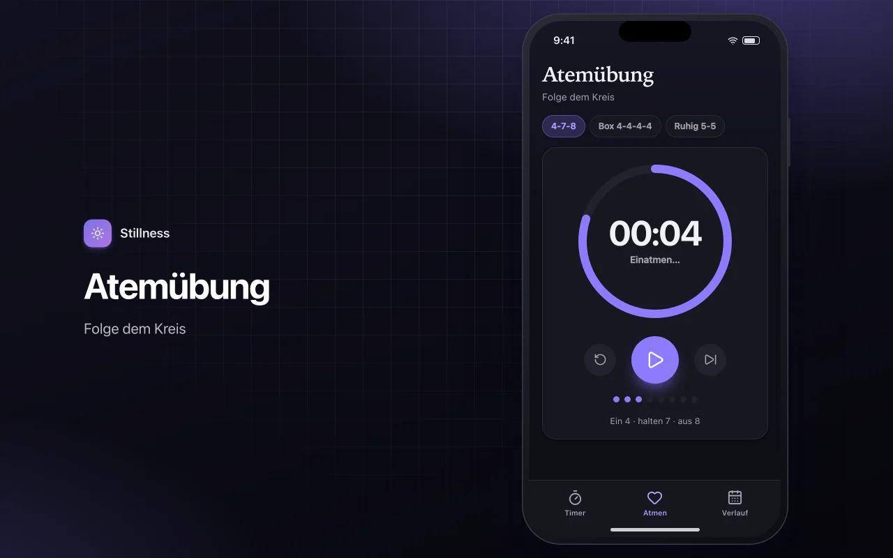 Meditations- und Atem-Timer: der Bildschirm „Atemübung“