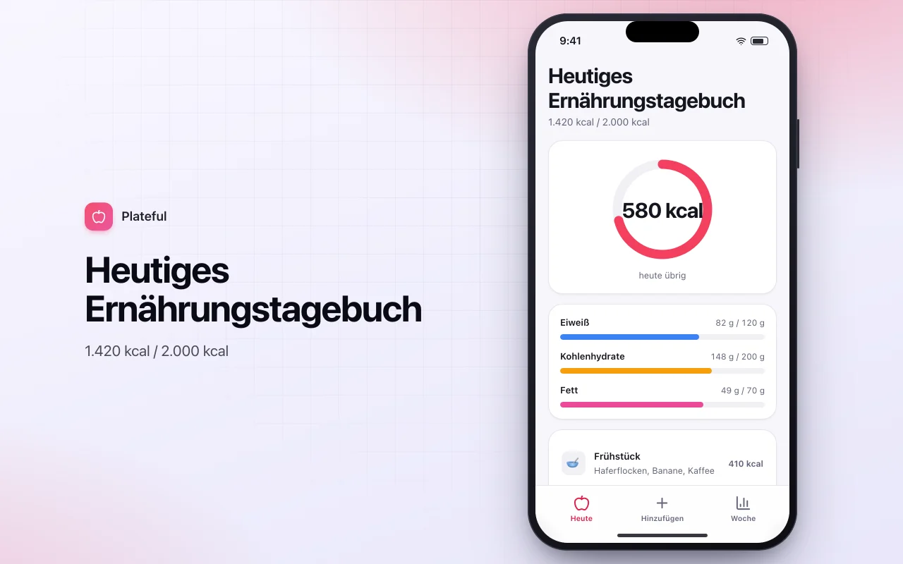 Ernährungstagebuch und Makro-Tracker: der Bildschirm „Heutiges Ernährungstagebuch“
