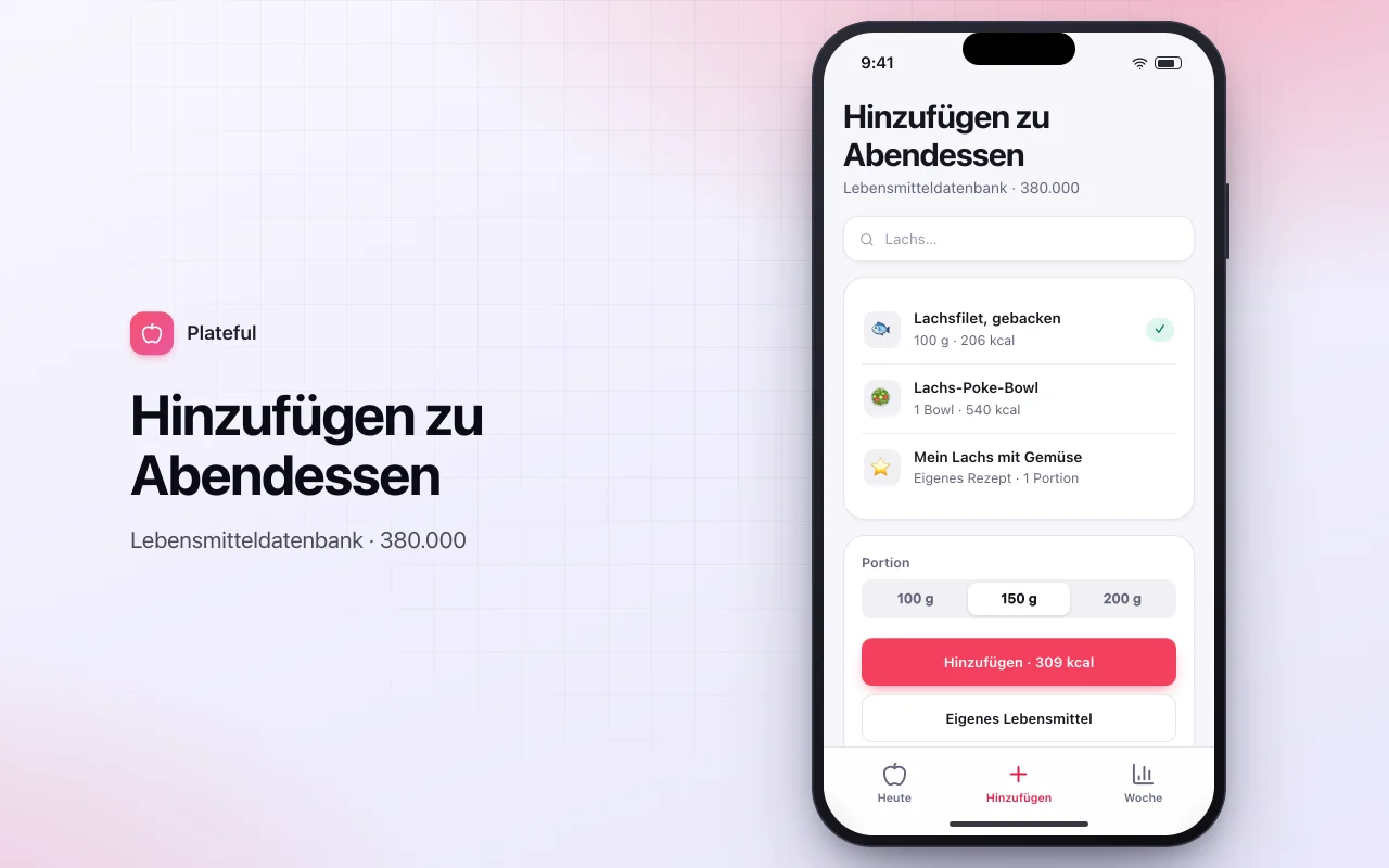 Ernährungstagebuch und Makro-Tracker: der Bildschirm „Hinzufügen zu Abendessen“
