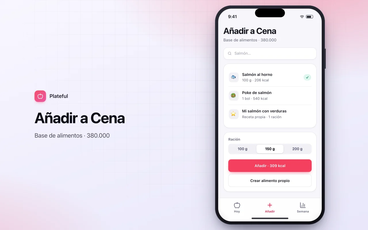 Diario de comidas y macros: la pantalla Añadir a Cena