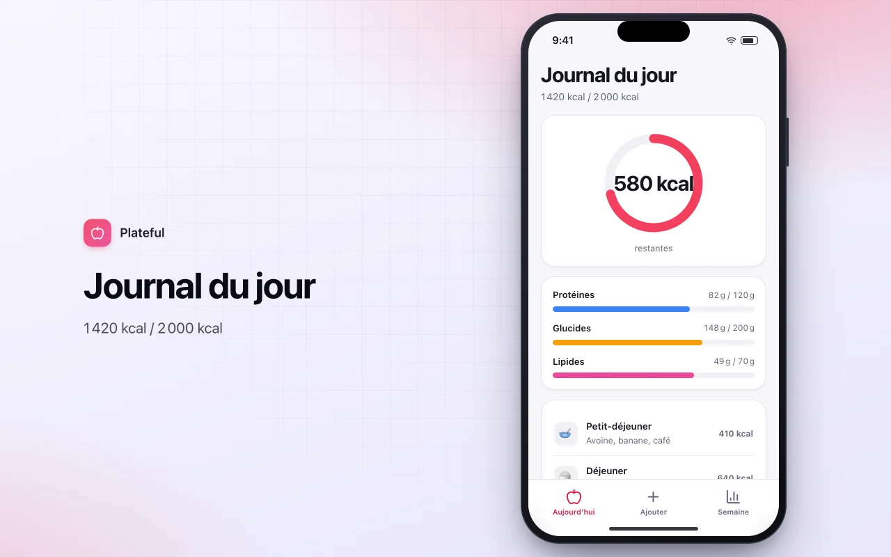 Journal alimentaire et suivi des macros : l’écran Journal du jour