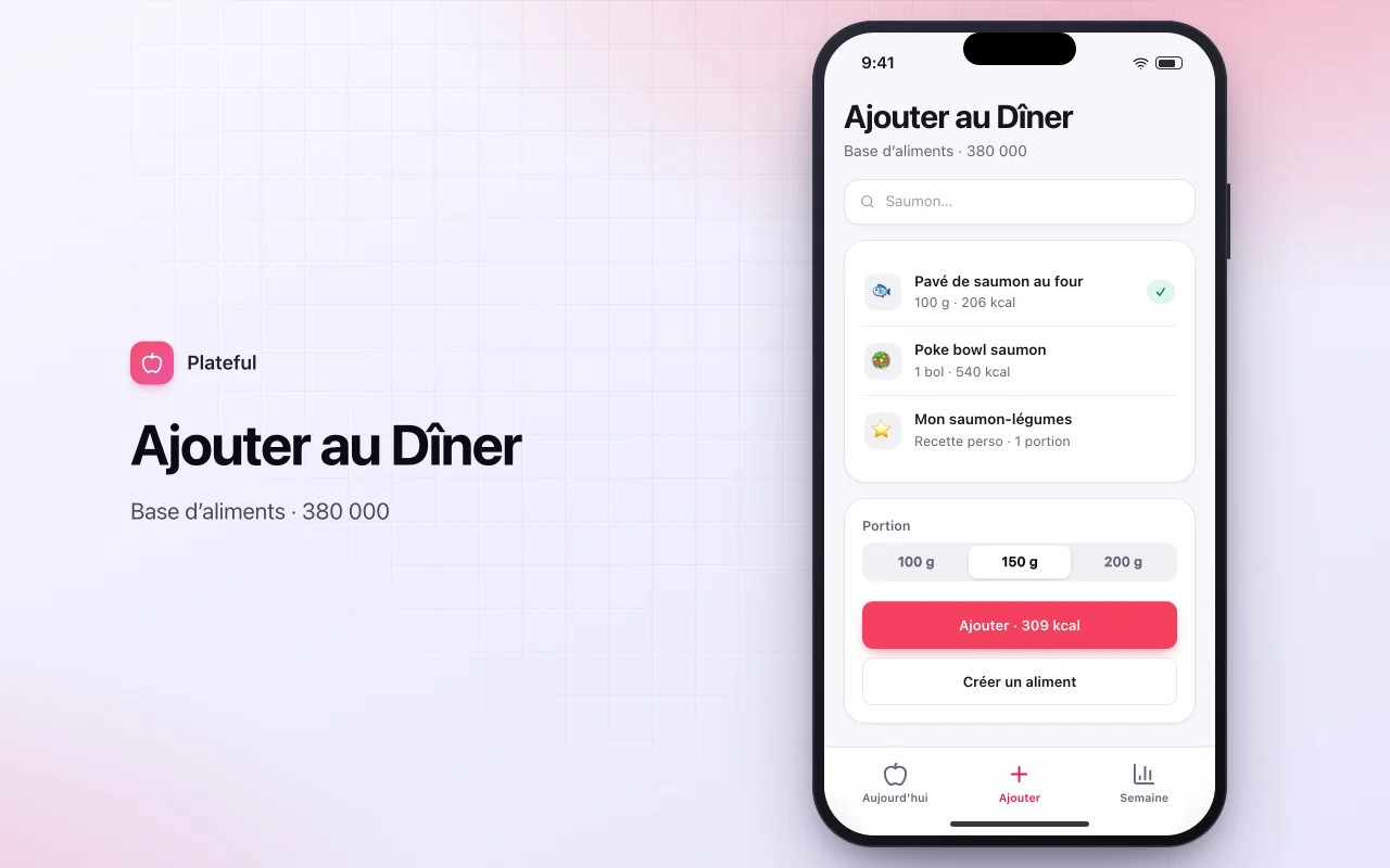 Journal alimentaire et suivi des macros : l’écran Ajouter au Dîner
