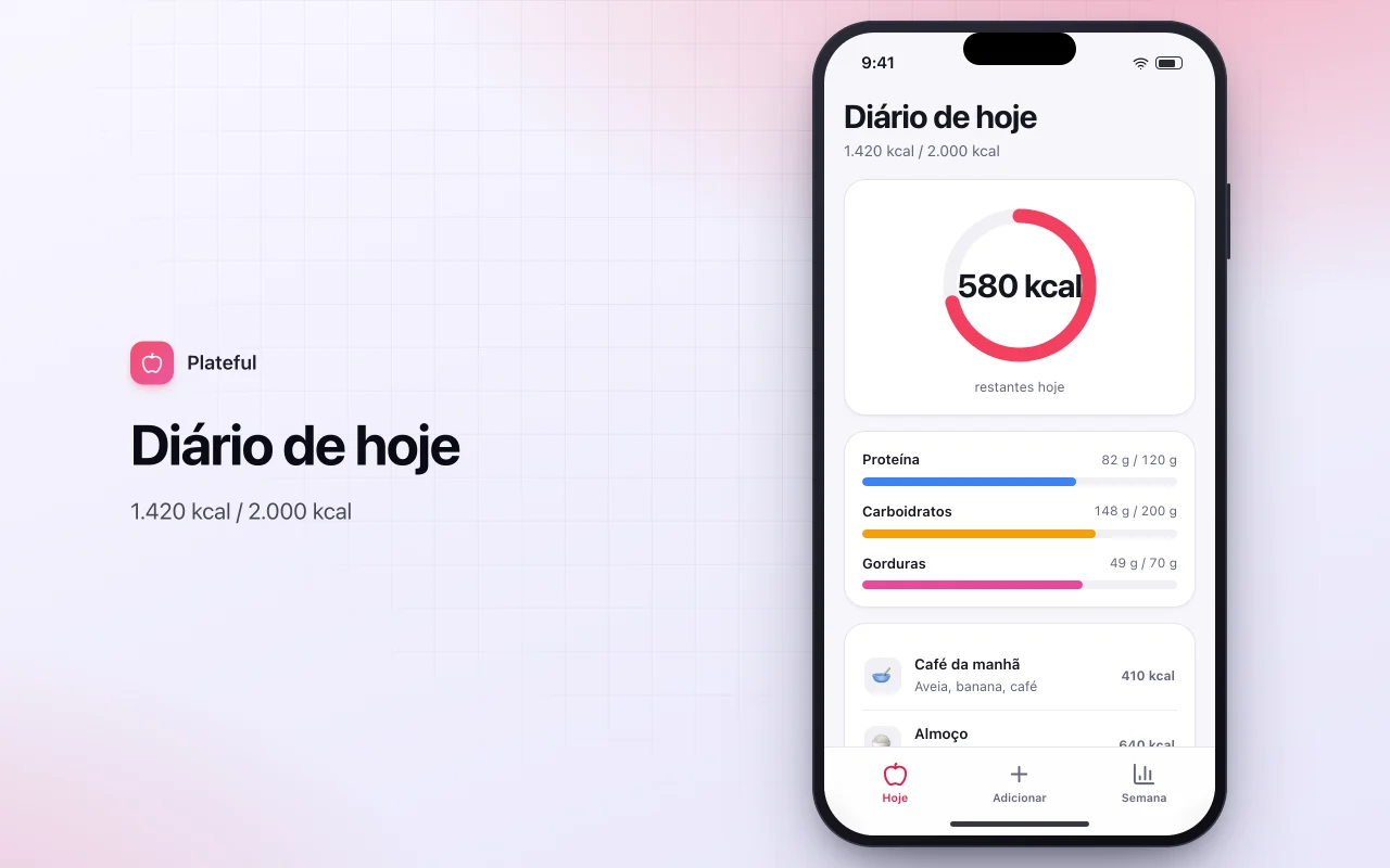 Diário alimentar e controle de macros: a tela Diário de hoje