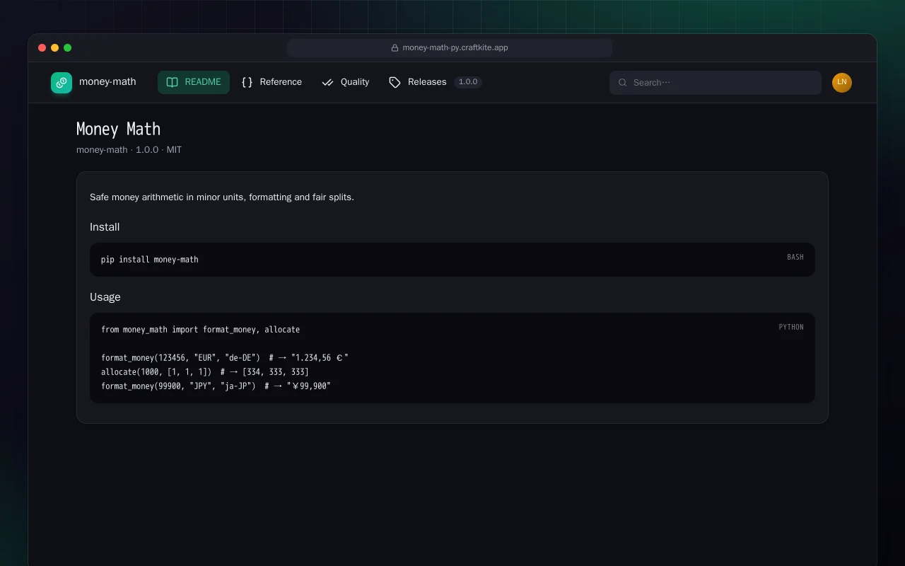 Money Math (Python): the Money Math screen