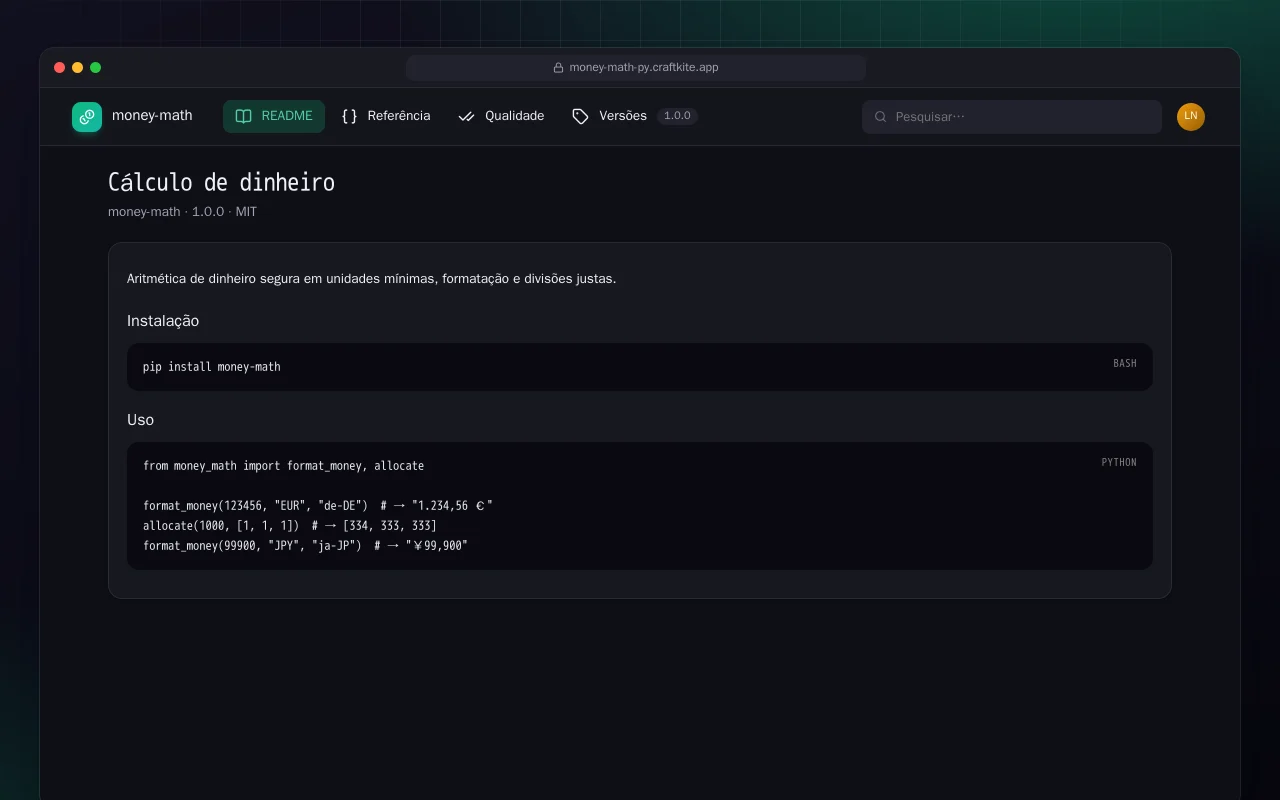 Cálculo de dinheiro (Python): a tela Cálculo de dinheiro