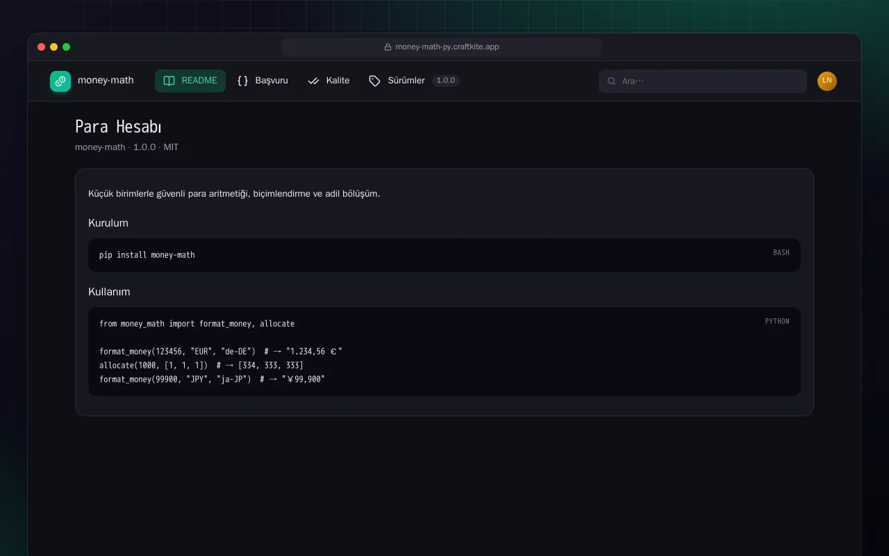 Para Hesabı (Python): Para Hesabı ekranı
