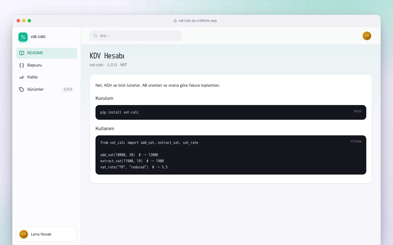 KDV Hesabı (Python): KDV Hesabı ekranı