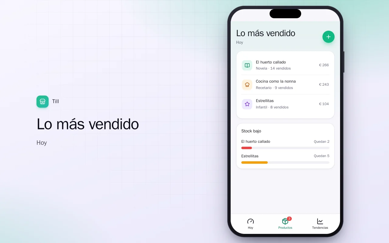 Panel de ventas de bolsillo: la pantalla Lo más vendido