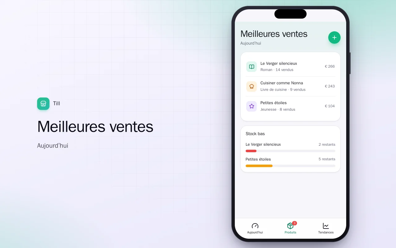 Tableau des ventes de poche : l’écran Meilleures ventes