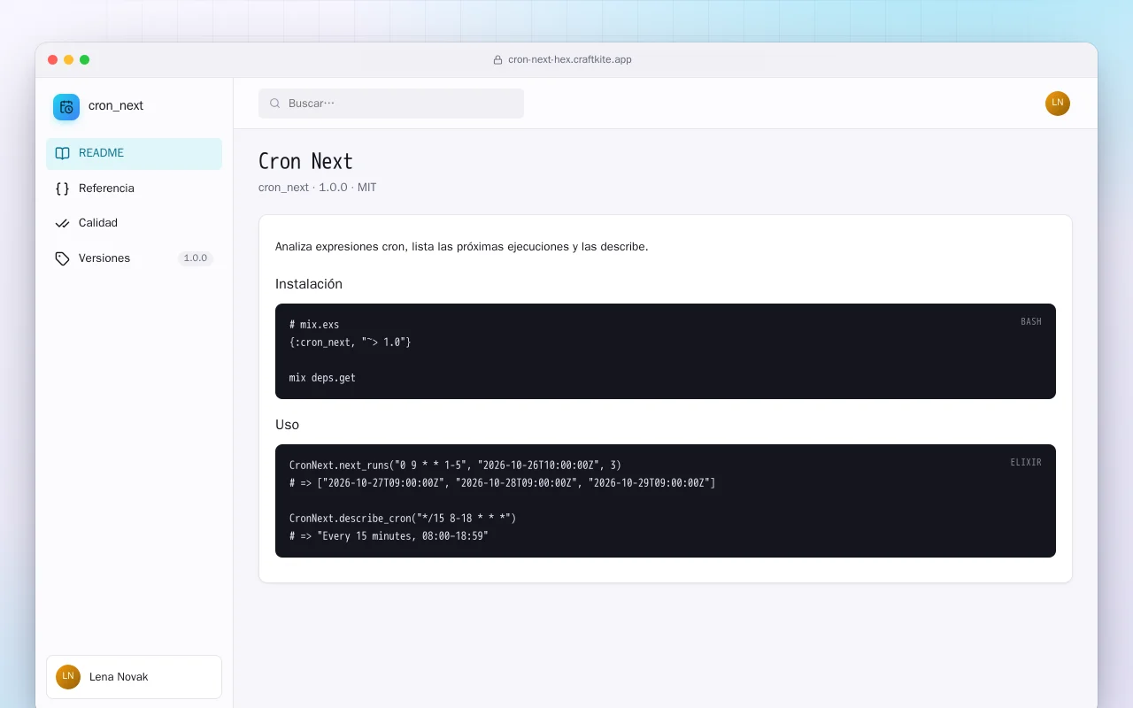 Cron Next (Elixir): la pantalla Cron Next