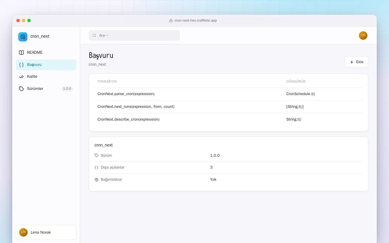 Cron Next (Elixir): Başvuru ekranı