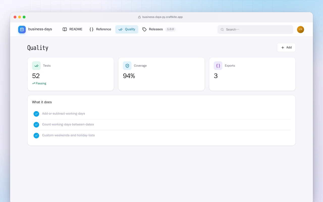 Business Days (Python): the Quality screen
