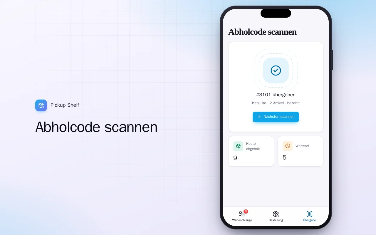 Click & Collect: der Bildschirm „Abholcode scannen“