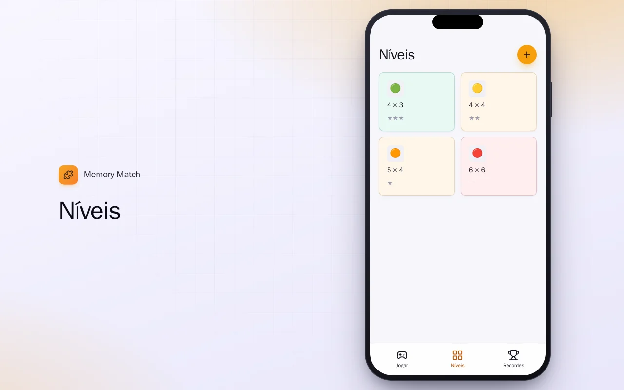 Jogo da memória (Flutter): a tela Níveis
