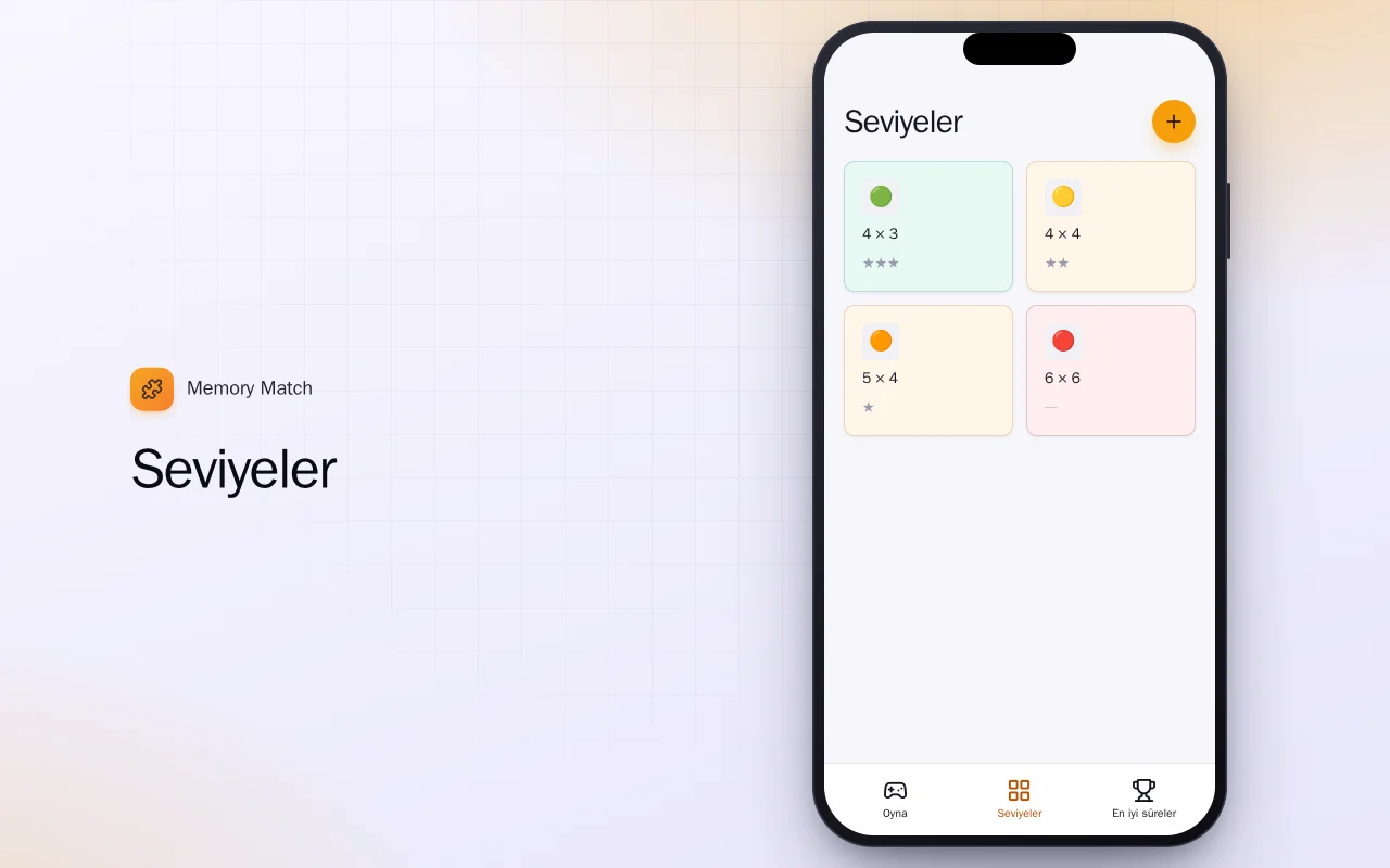 Hafıza Eşleştirme (Flutter): Seviyeler ekranı