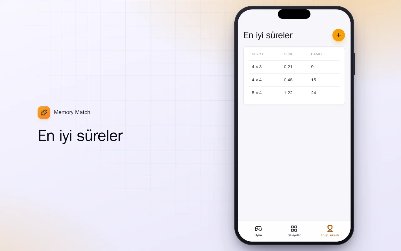 Hafıza Eşleştirme (Flutter): En iyi süreler ekranı