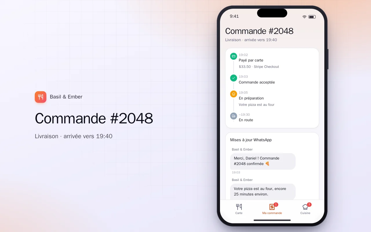 Appli de commande pour restaurant : l’écran Commande #2048