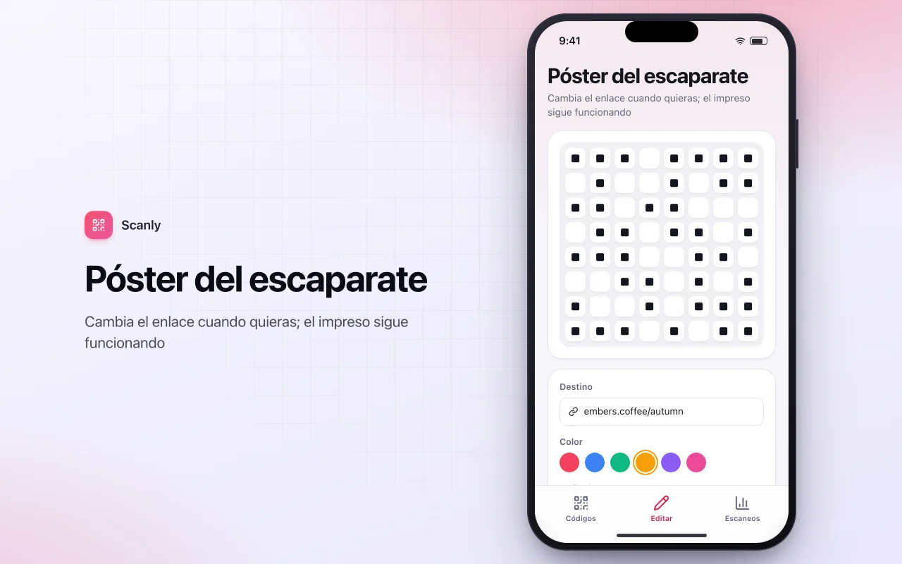 Gestor de campañas con QR: la pantalla Póster del escaparate