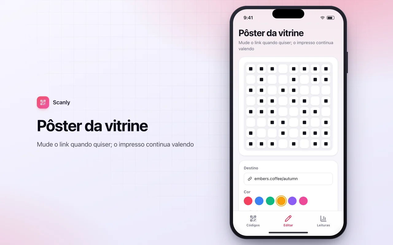 Gerenciador de campanhas com QR code: a tela Pôster da vitrine